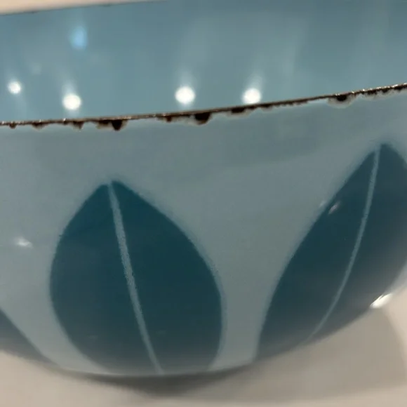 Cathrineholm Turquoise Blue On Blue Enamelware Lotus Bowl 11” Diameter MCM - Picture 11 of 17